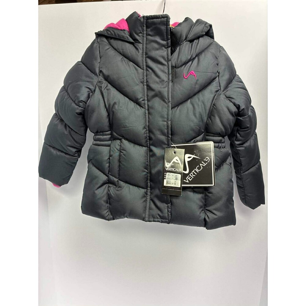 Vertical 9 Girls Winter Jacket‎ Size 2 Hood Brand New With tags-Black Fuchsia